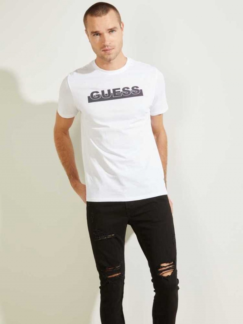 T Shirts Guess Apex Homme Blanche | 85321-ILCR