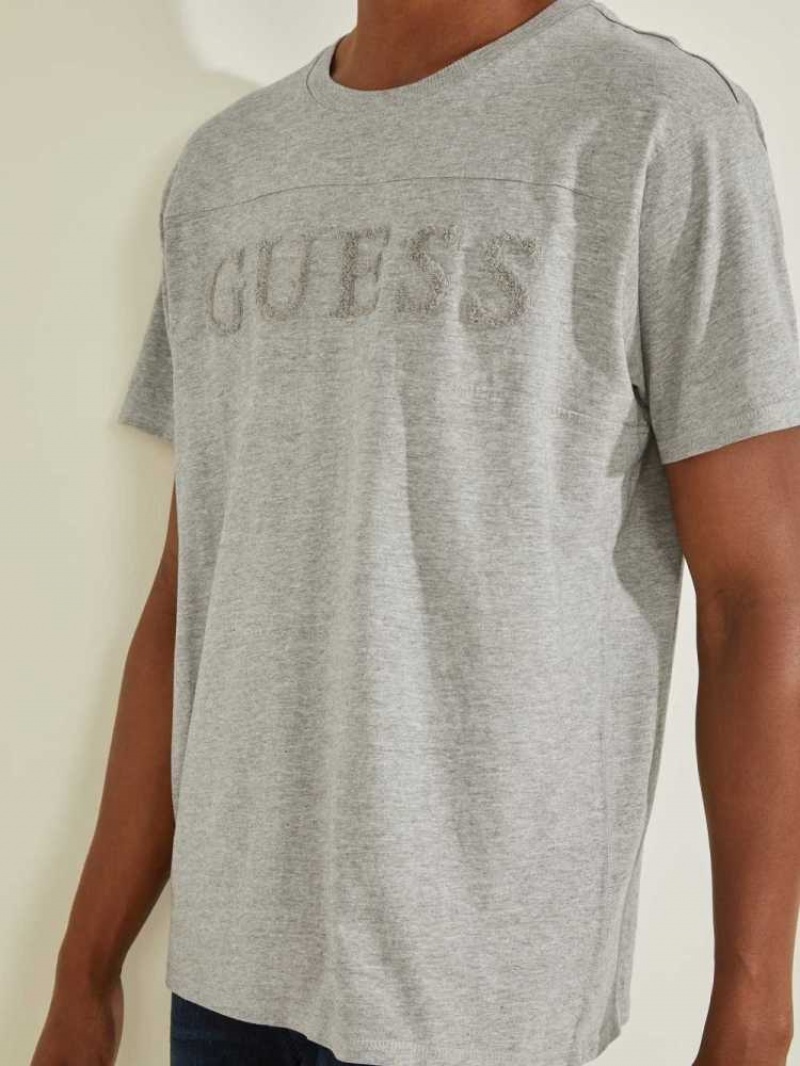 T Shirts Guess Chenille Logo Homme Grise | 16872-KRJY