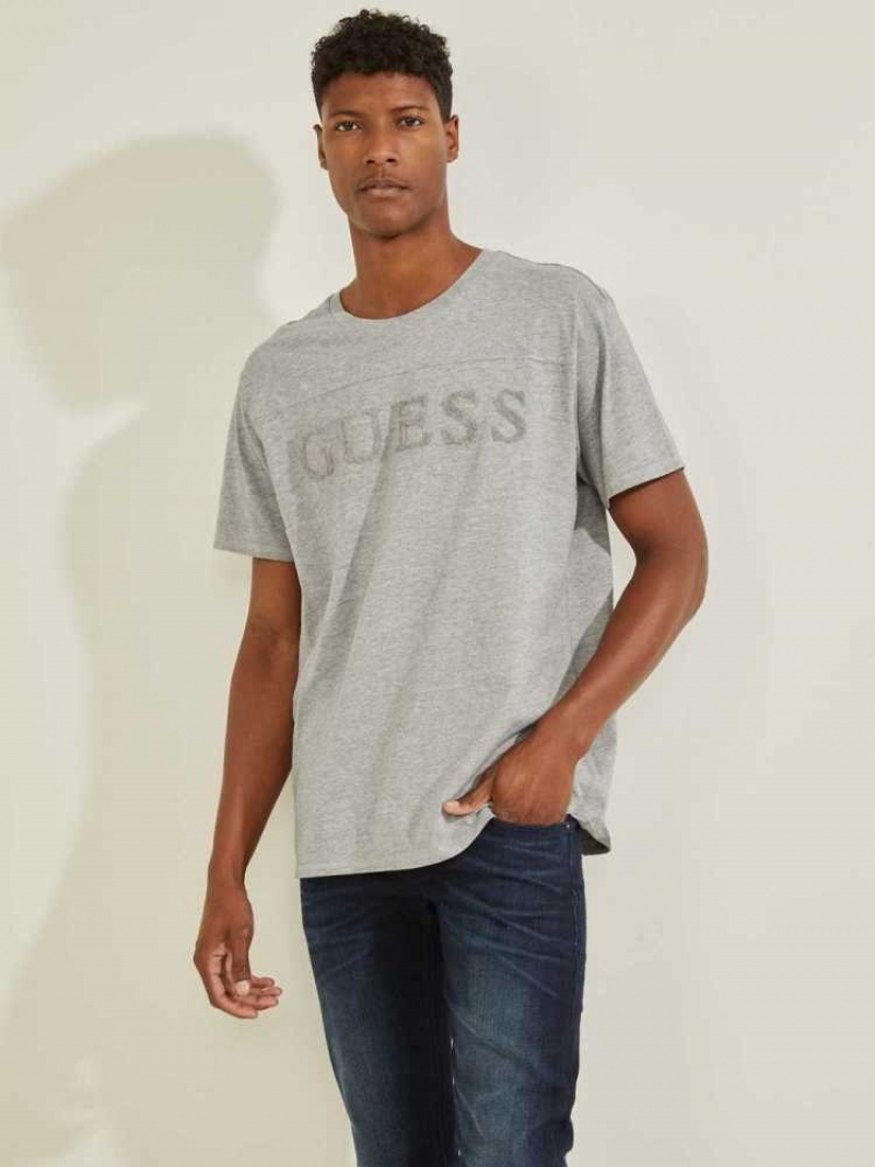 T Shirts Guess Chenille Logo Homme Grise | 16872-KRJY