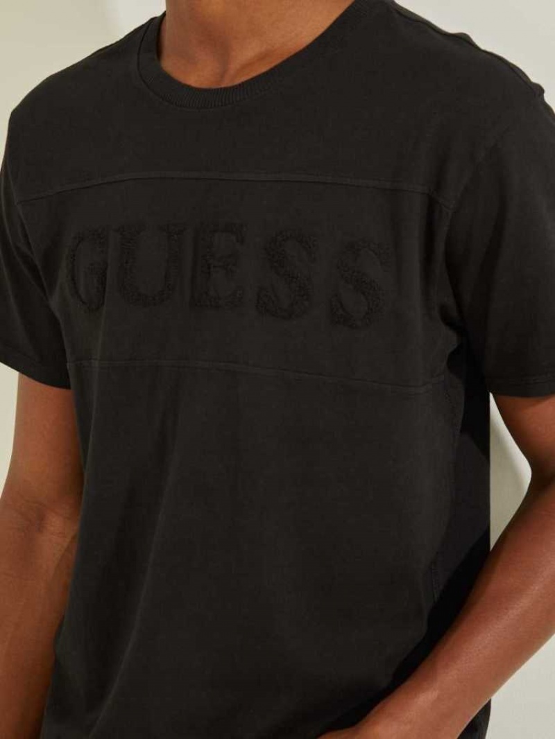 T Shirts Guess Chenille Logo Homme Noir | 26931-JHZL