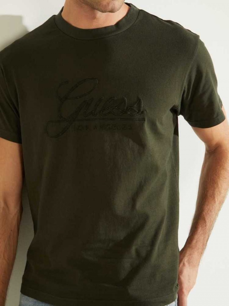 T Shirts Guess Classical Embroidered Logo Homme Vert | 15372-YVUH