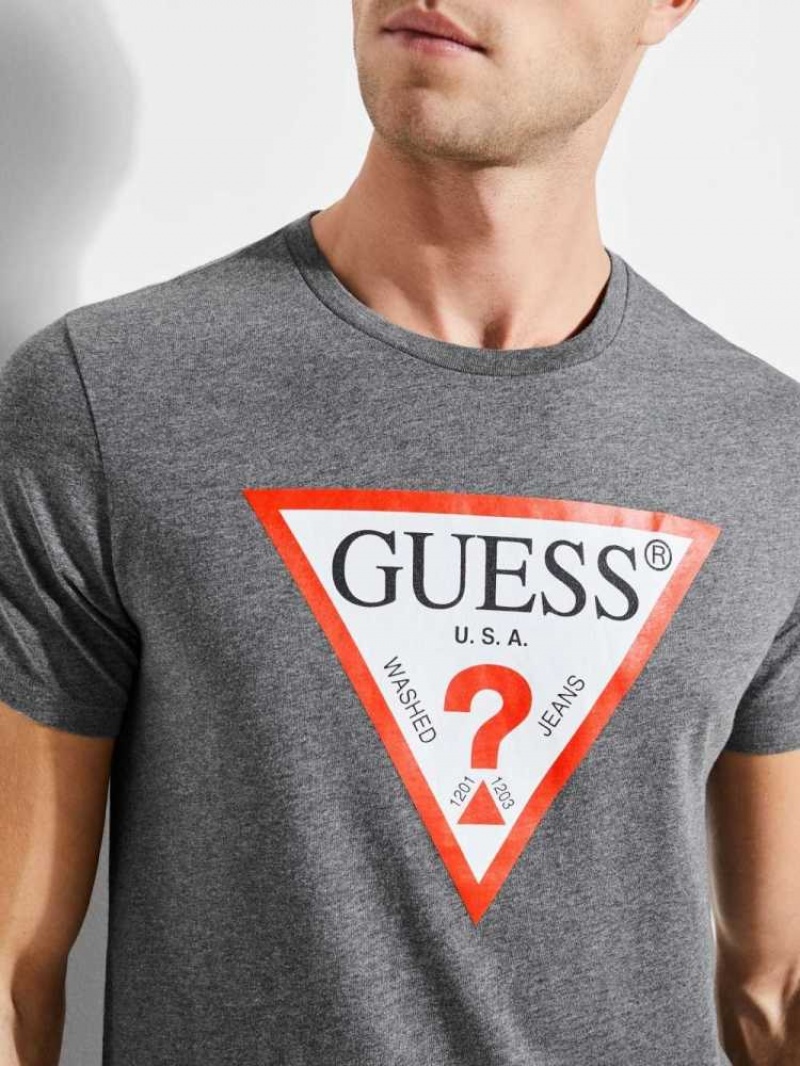 T Shirts Guess Classiche Logo Homme Grise | 38029-CUDH