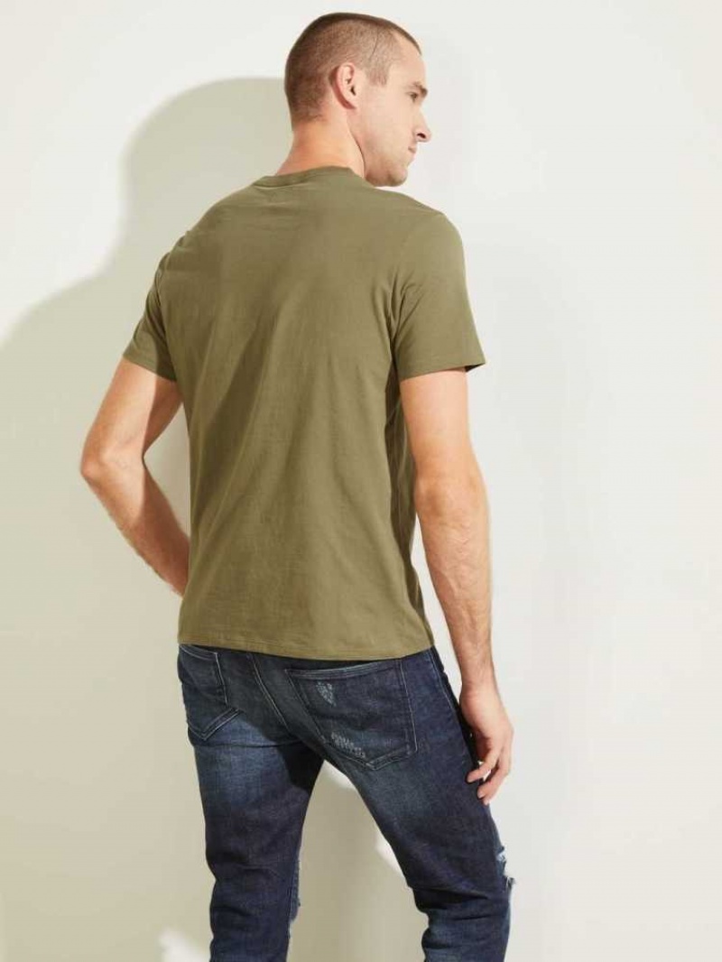 T Shirts Guess Classiche Pima Crew Homme Vert Olive | 43862-BGLA