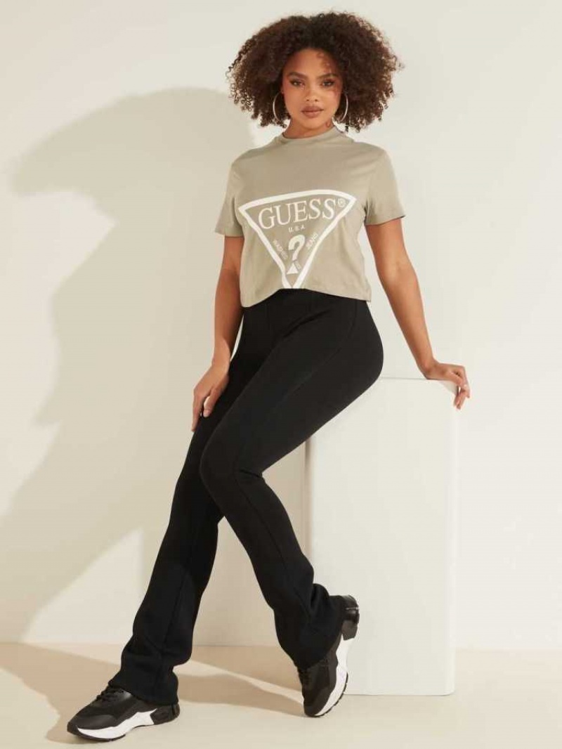 T Shirts Guess Cropped Logo Femme Bleu | 80526-FTKZ