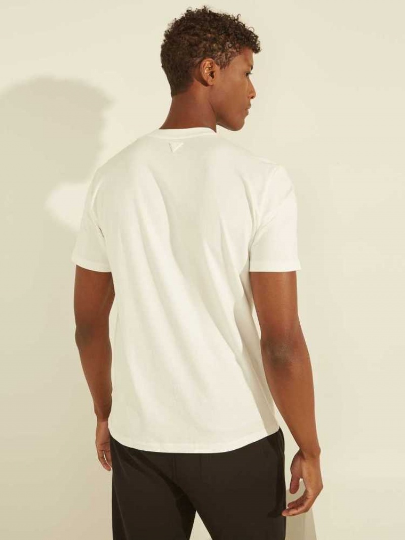 T Shirts Guess Eco Alphy Homme Blanche | 98753-HUBV