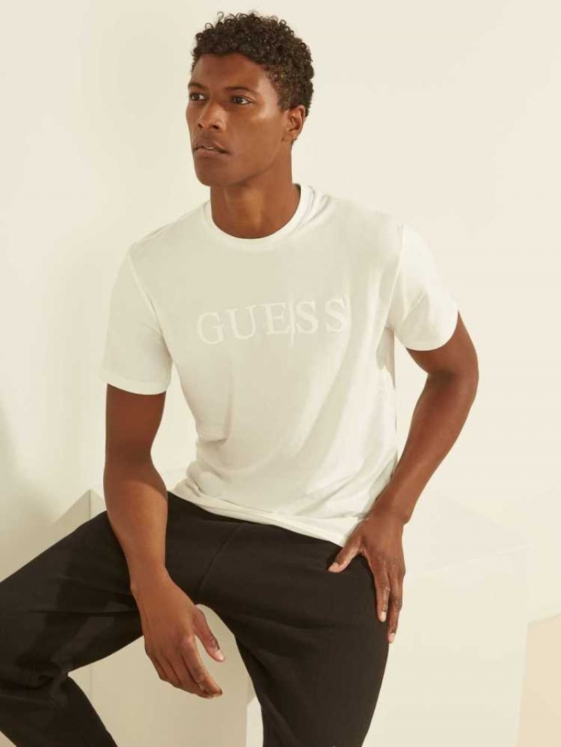 T Shirts Guess Eco Alphy Homme Blanche | 98753-HUBV