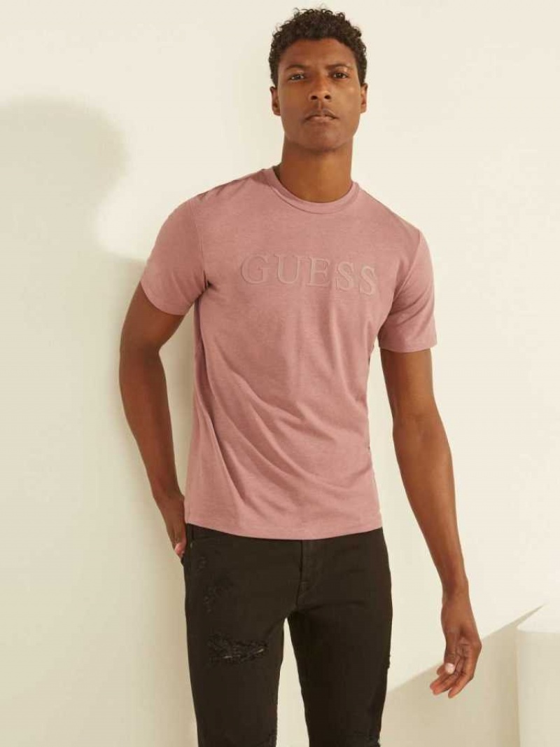 T Shirts Guess Eco Alphy Homme Rose | 43159-TUMH