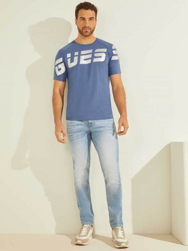 T Shirts Guess Eco Arden Logo Homme Bleu | 06751-QUJH