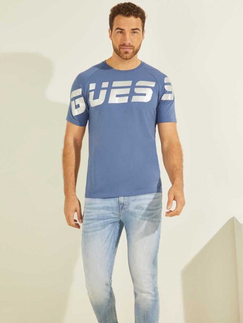 T Shirts Guess Eco Arden Logo Homme Bleu | 06751-QUJH