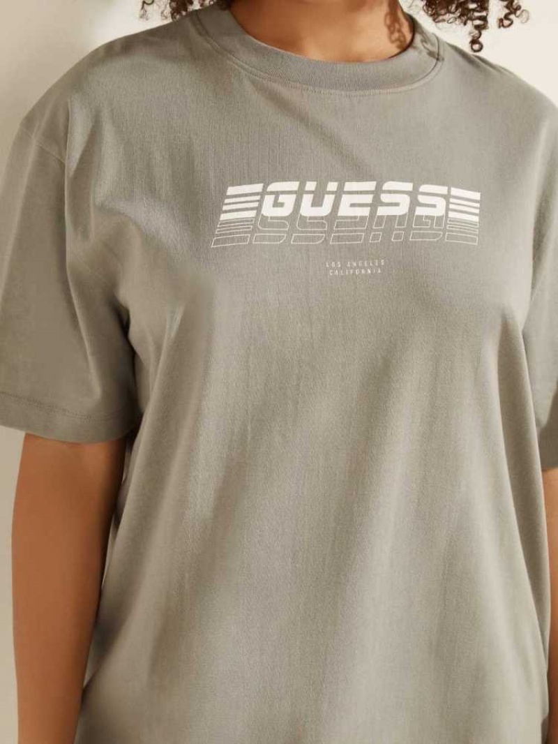 T Shirts Guess Eco Dalya Logo Femme Grise | 01259-ZKRI