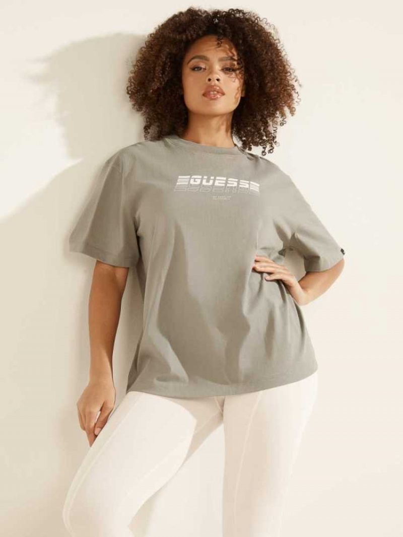 T Shirts Guess Eco Dalya Logo Femme Grise | 01259-ZKRI