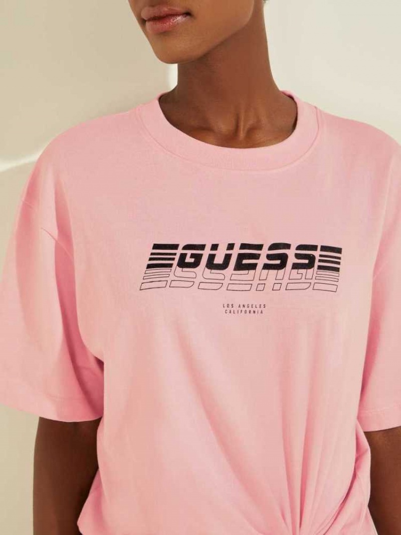 T Shirts Guess Eco Dalya Logo Femme Rose Clair | 10639-BRGF