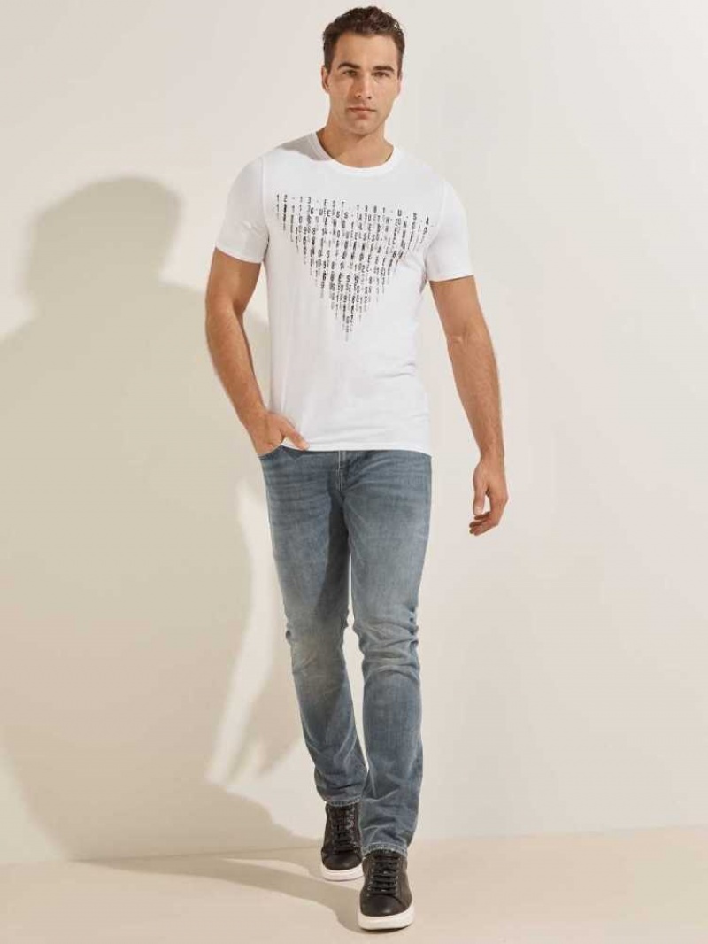 T Shirts Guess Eco Keanu Logo Homme Blanche | 79043-BJEZ