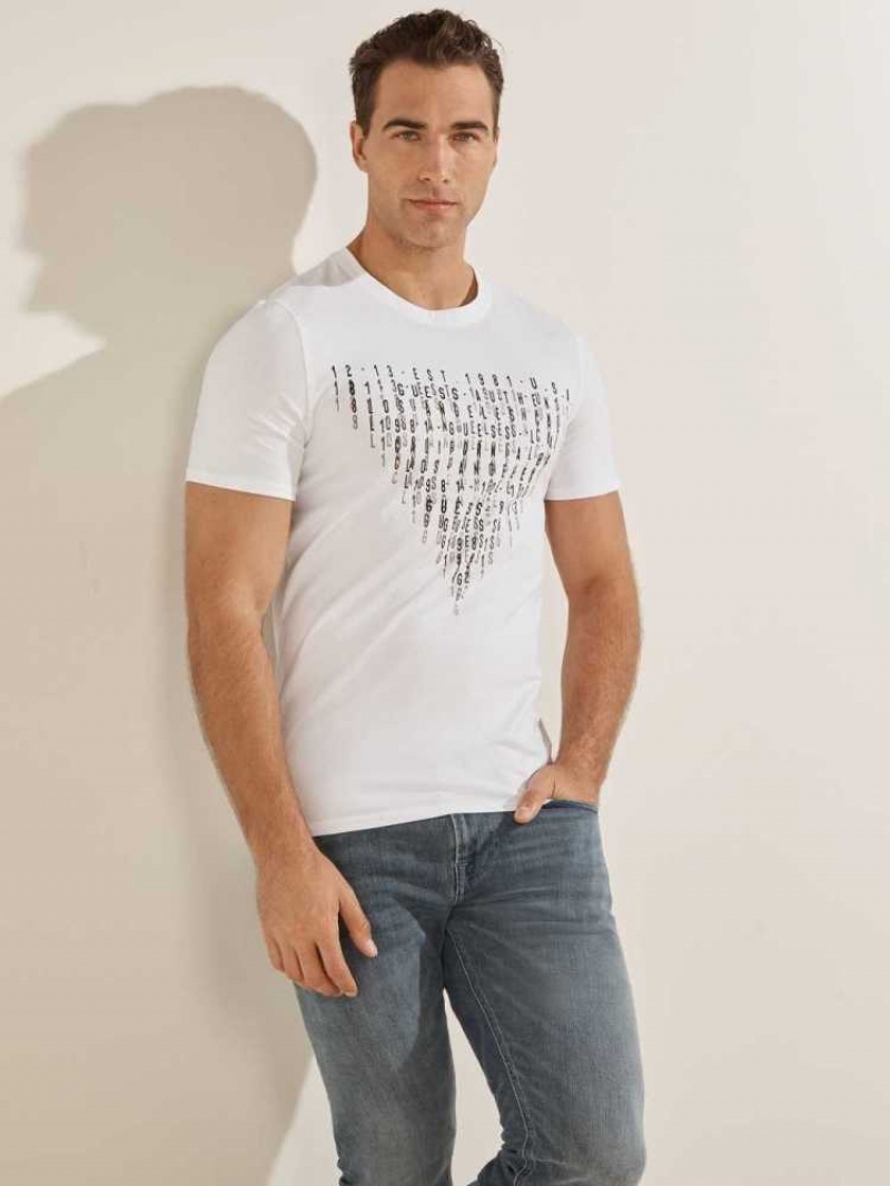 T Shirts Guess Eco Keanu Logo Homme Blanche | 79043-BJEZ