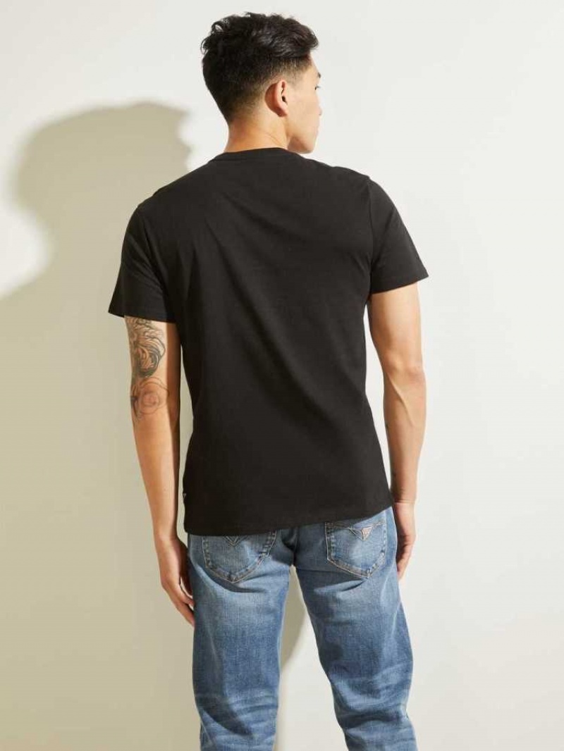 T Shirts Guess Eco LA Scenic Homme Noir | 80425-TUSO