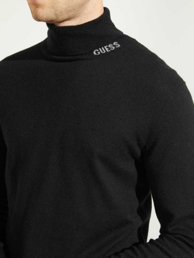 T Shirts Guess Eco Lane Basic Turtleneck Homme Noir | 97382-EUMR