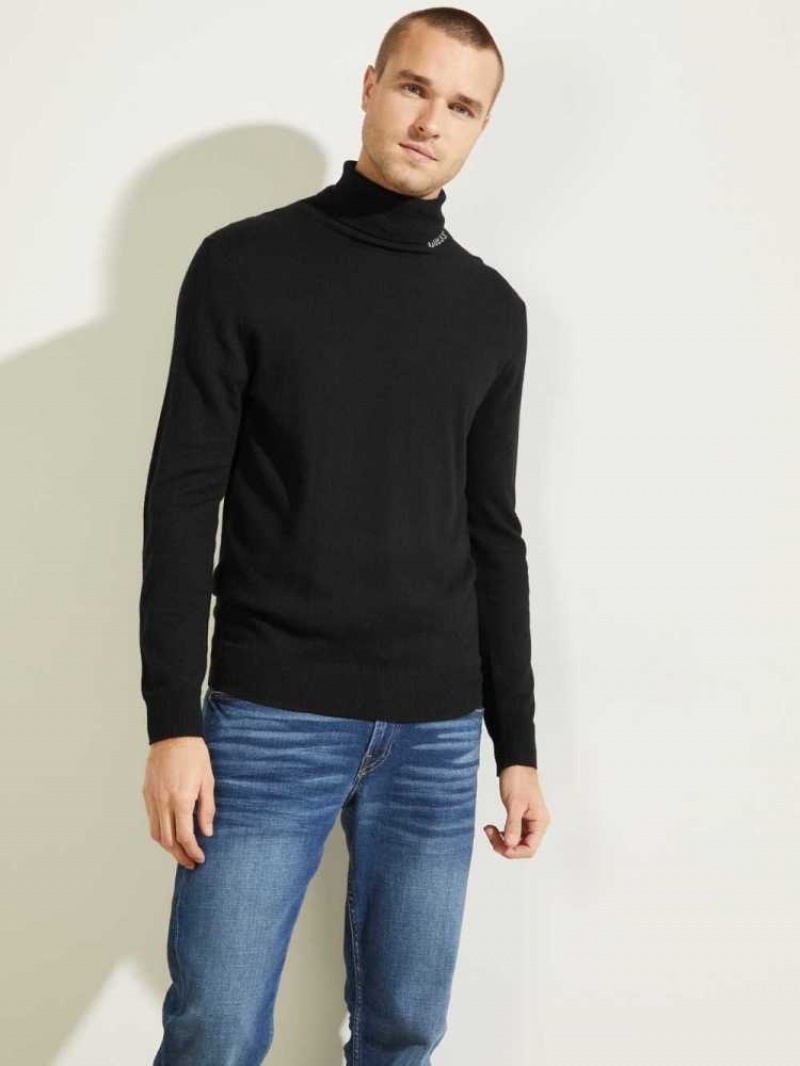 T Shirts Guess Eco Lane Basic Turtleneck Homme Noir | 97382-EUMR