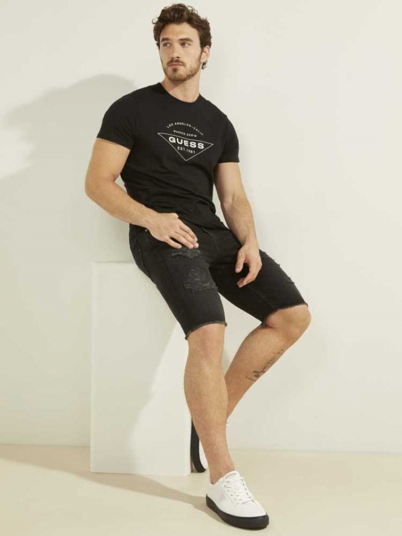 T Shirts Guess Eco Logo Homme Noir | 10834-ORHL