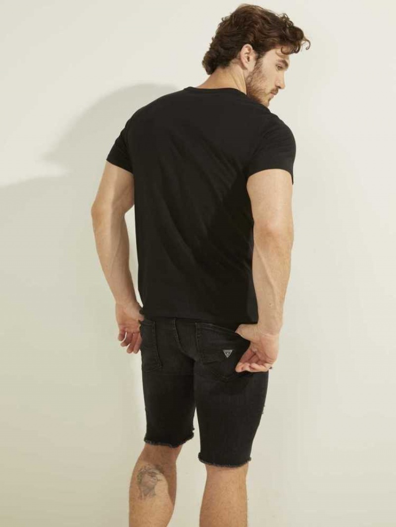 T Shirts Guess Eco Logo Homme Noir | 10834-ORHL