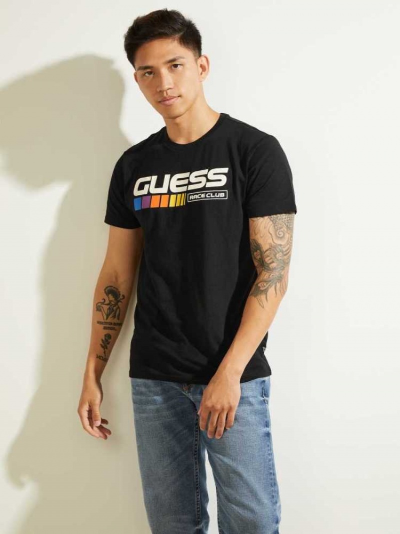 T Shirts Guess Eco Race Club Homme Noir | 19685-XSZK