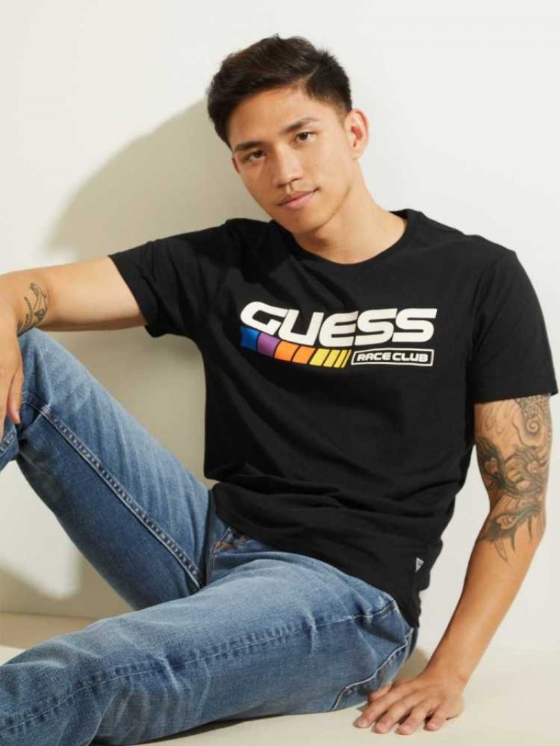 T Shirts Guess Eco Race Club Homme Noir | 19685-XSZK