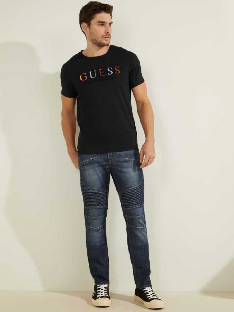 T Shirts Guess Embossed Logo Homme Noir | 68174-YVHR