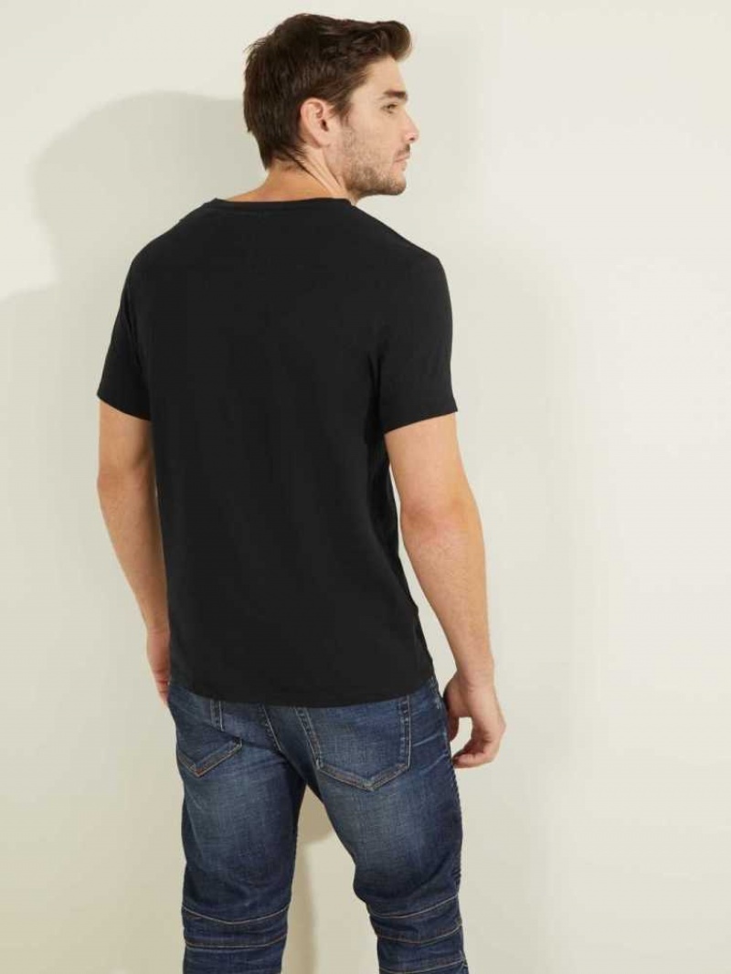 T Shirts Guess Embossed Logo Homme Noir | 68174-YVHR