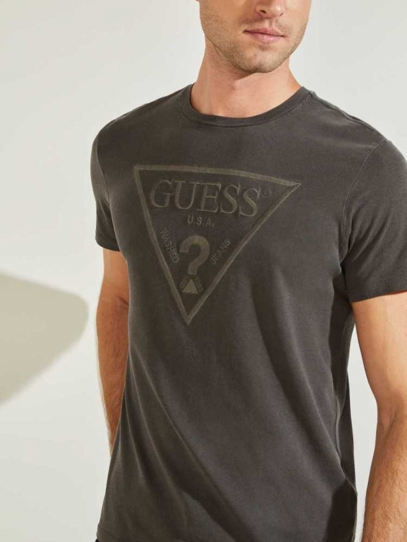 T Shirts Guess Embroidered Logo Homme Noir Multicolore | 07548-QJTG