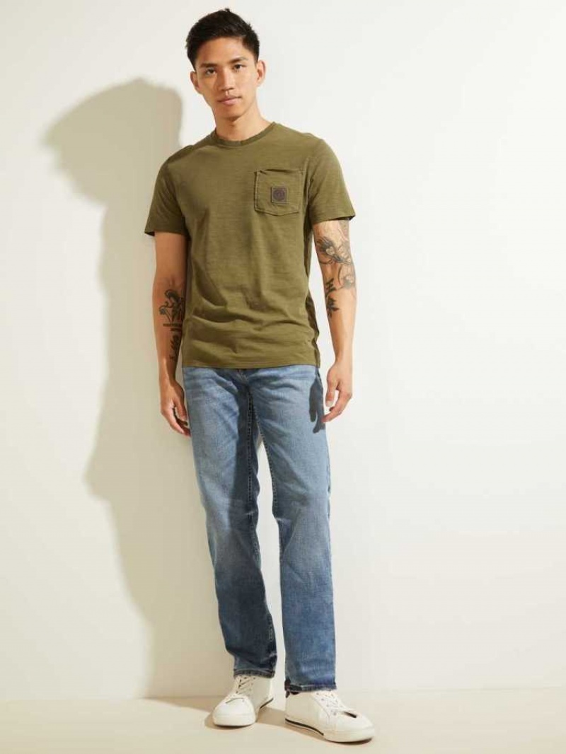 T Shirts Guess G Stamp Homme Vert Olive | 56193-CXQS