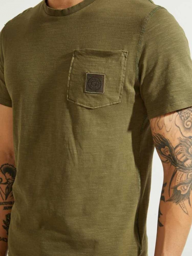 T Shirts Guess G Stamp Homme Vert Olive | 56193-CXQS