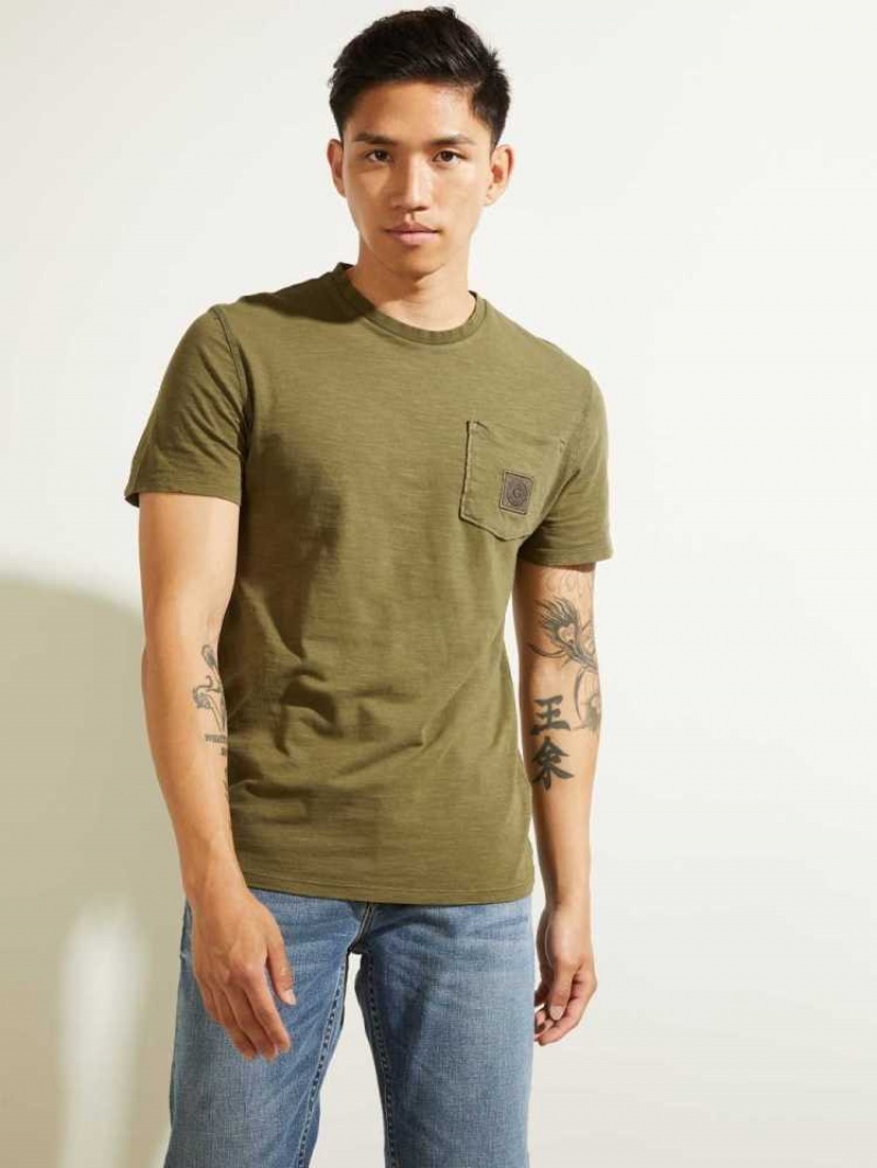 T Shirts Guess G Stamp Homme Vert Olive | 56193-CXQS