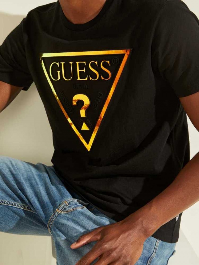 T Shirts Guess Hologram Logo Homme Noir | 91584-JVUW