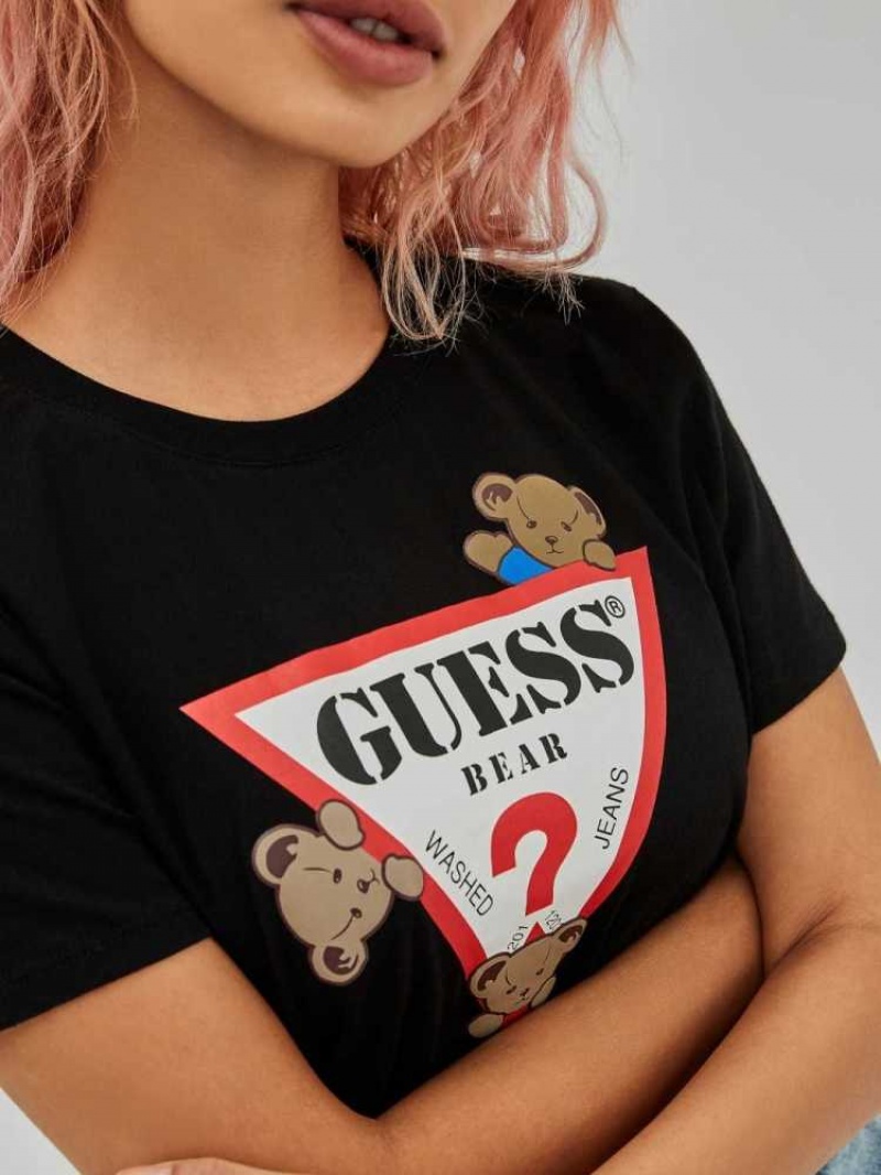 T Shirts Guess Kaira Easy Femme Noir | 09738-OGWD