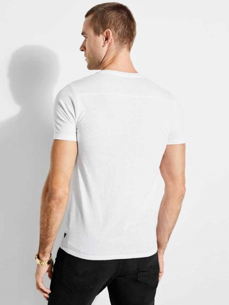 T Shirts Guess Mason Yoke V-Neck Homme Blanche | 94682-HAIW