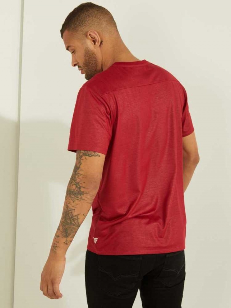 T Shirts Guess Mason Yoke V-Neck Homme Rouge | 75190-LZCX