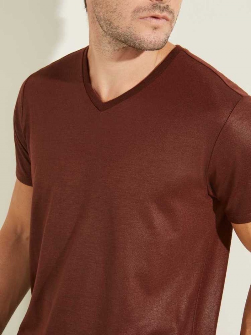 T Shirts Guess Mason Yoke V-Neck Homme Violette | 38245-HJUT