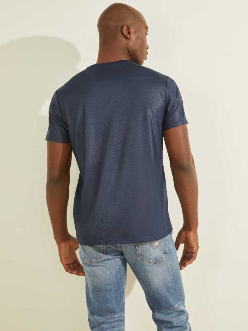 T Shirts Guess Mason Yoke V-Neck Homme Violette | 35724-VBKH