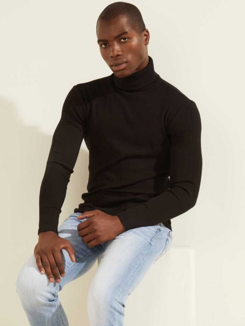 T Shirts Guess Mateo Turtleneck Homme Noir | 52046-RKFB