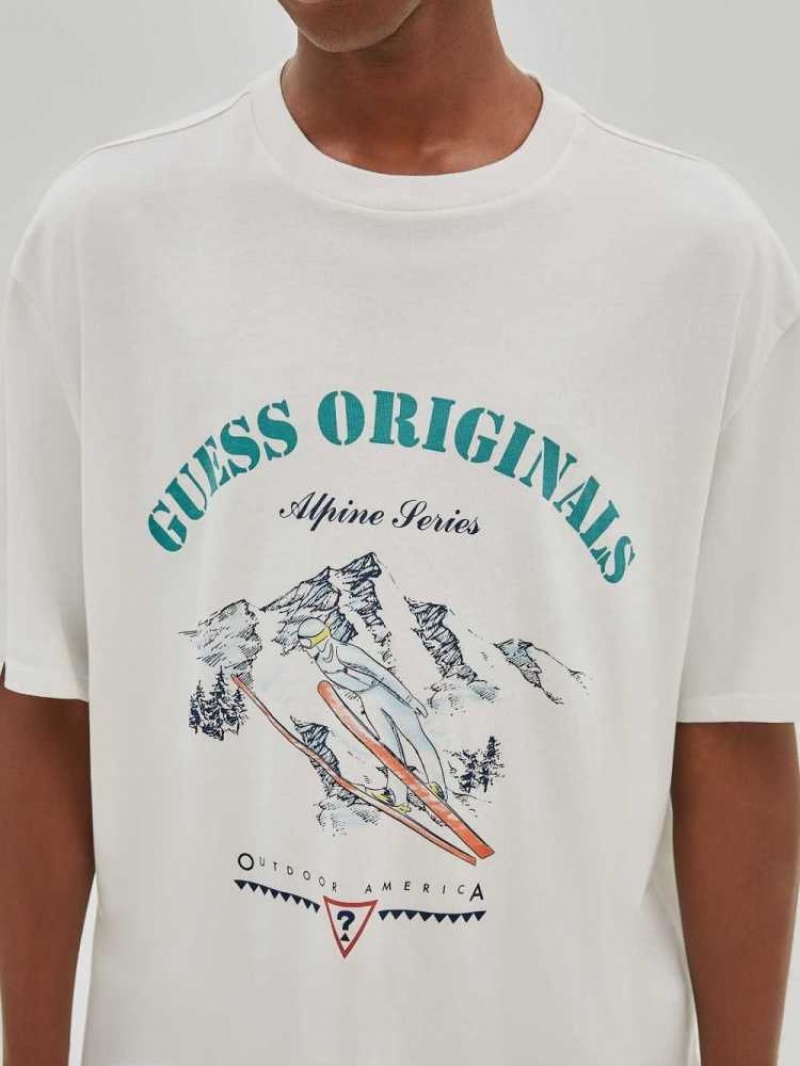 T Shirts Guess Originale Alpine Homme Blanche | 31249-TJRO