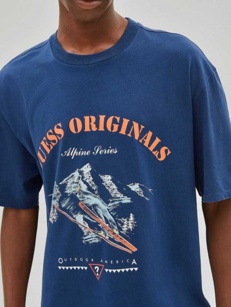 T Shirts Guess Originale Alpine Homme Bleu | 16520-HXQG