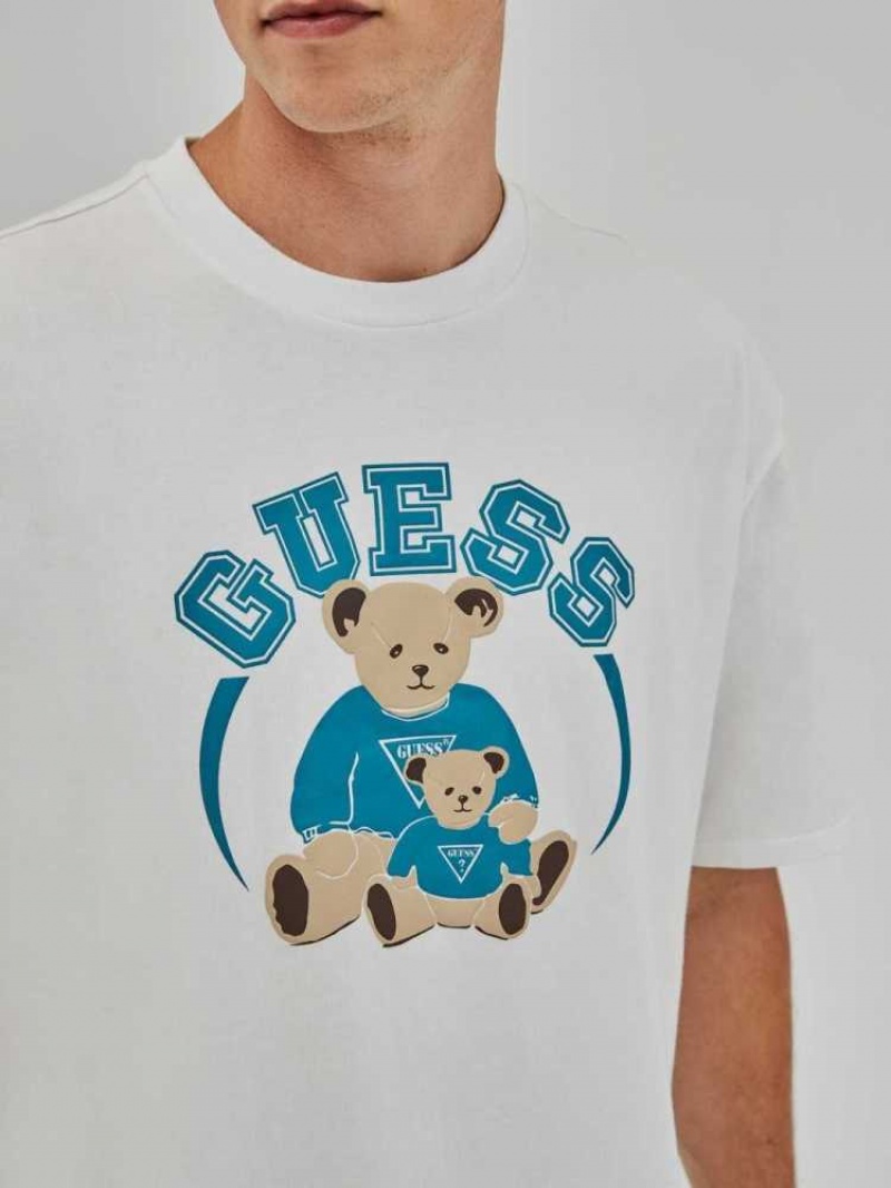 T Shirts Guess Originale Bear Homme Blanche | 52487-ULND