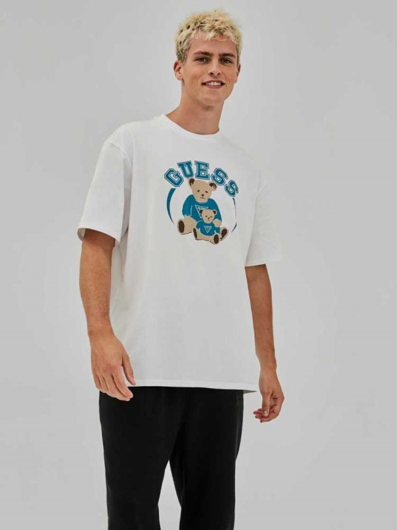 T Shirts Guess Originale Bear Homme Blanche | 52487-ULND