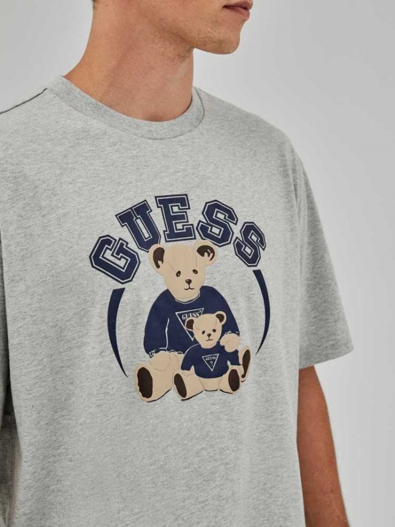 T Shirts Guess Originale Bear Homme Grise Clair | 24167-ZHMJ