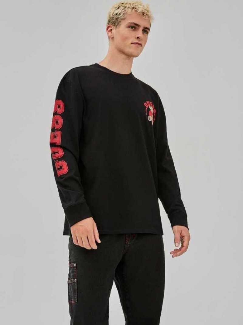 T Shirts Guess Originale Bear Long-Sleeve Homme Noir | 08362-PXDW