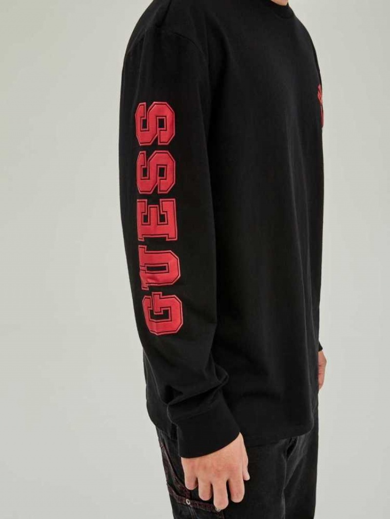 T Shirts Guess Originale Bear Long-Sleeve Homme Noir | 08362-PXDW