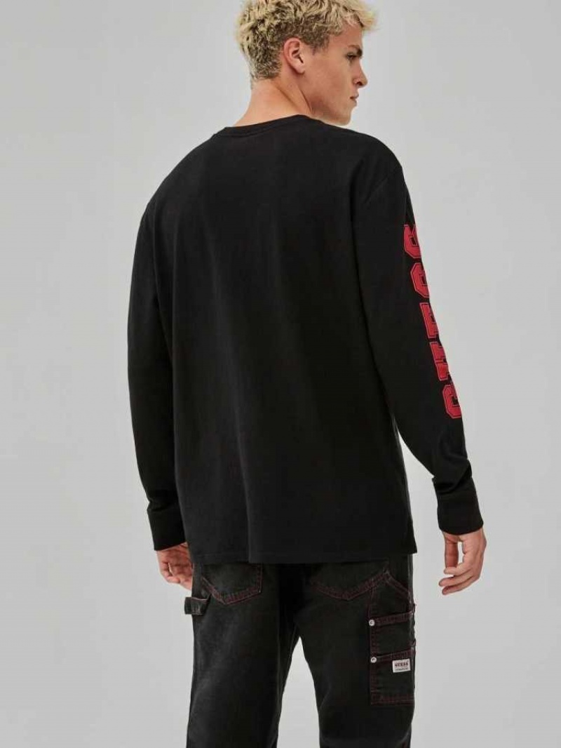 T Shirts Guess Originale Bear Long-Sleeve Homme Noir | 08362-PXDW