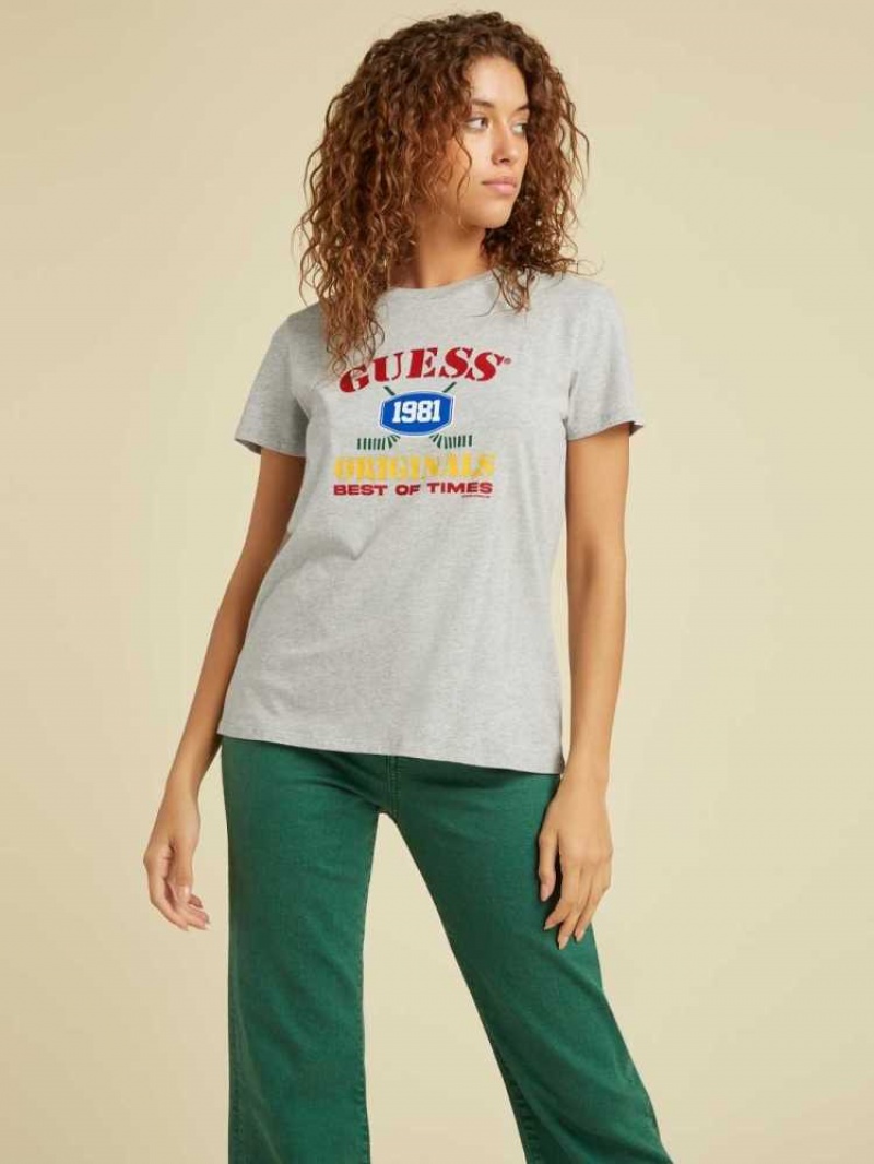 T Shirts Guess Originale Easy Logo Femme Grise Clair | 43075-IRUH