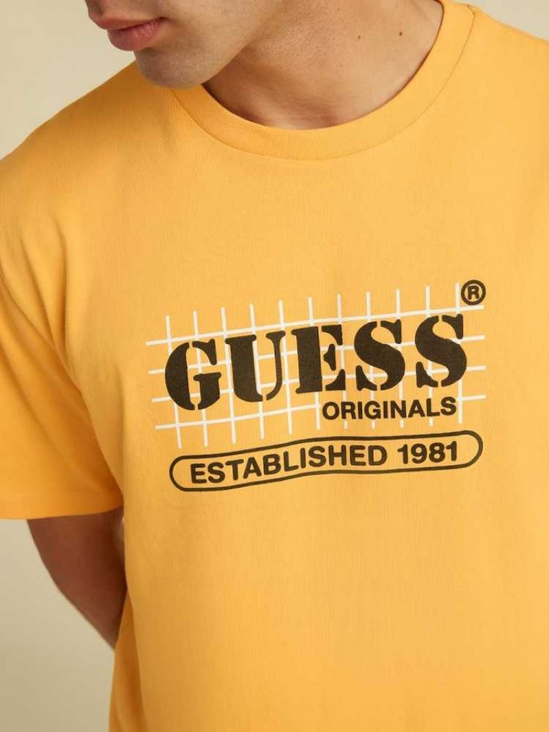 T Shirts Guess Originale Grid Homme Mangue Jaune | 83046-BUPR