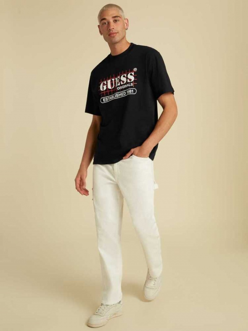 T Shirts Guess Originale Grid Homme Noir | 04957-RHKE