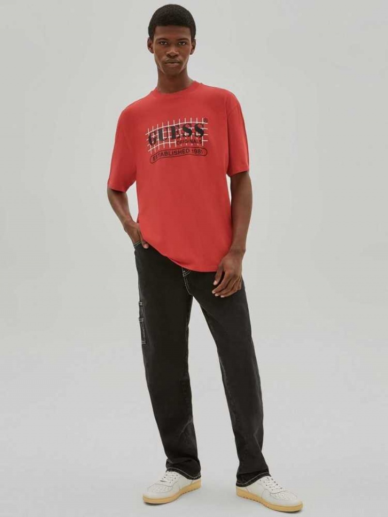 T Shirts Guess Originale Grid Homme Rouge | 75809-QCVZ